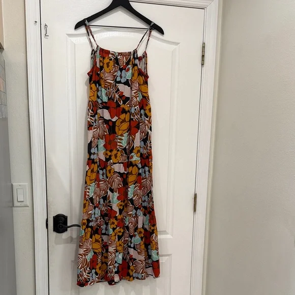 Anthropologie Floral Maxi Sundress in Rust, Mustard & Aqua - Picture 10 of 10